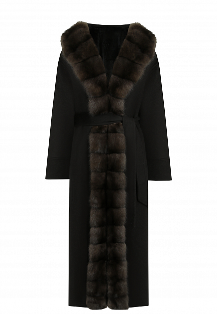 Удлинённое пальто с мехом PAJARO