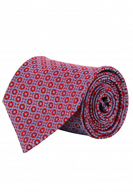 Красный галстук с геометричным принтом  STEFANO RICCI