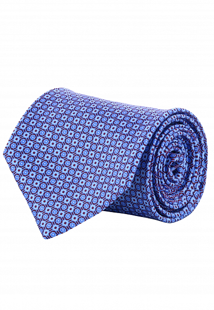 Голубой галстук с красным рисунком STEFANO RICCI