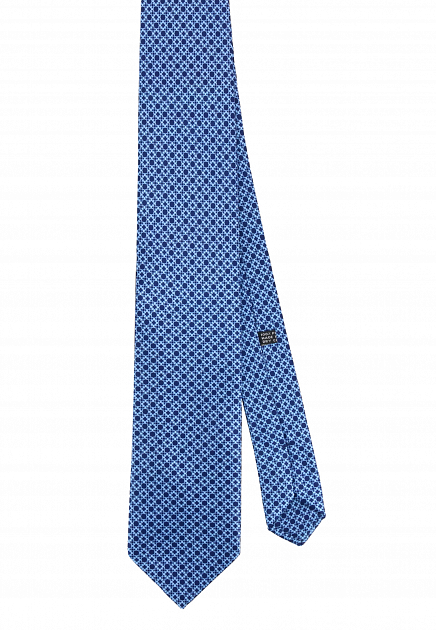 Лазурный галстук с темно-синим принтом  STEFANO RICCI - ИТАЛИЯ