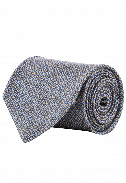 Золотисто-синий галстук из шелка STEFANO RICCI