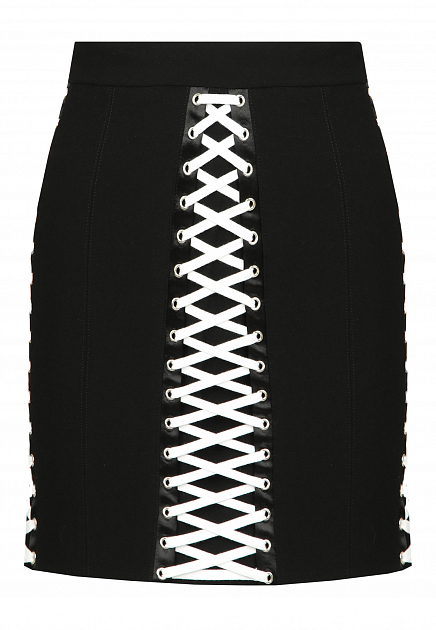 Мини-юбка с декоративной шнуровкой MARCO BOLOGNA
