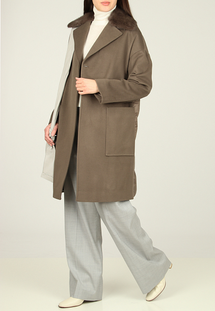 Комбинированное пальто со стёганной спинкой MANDELLI - ИТАЛИЯ