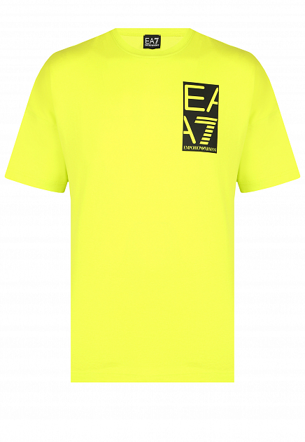 Хлопковая футболка с принтом на спине EA7