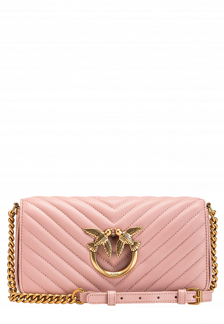 Розовая сумка MINI LOVE BAG CLICK BAGUETTE CHEVRON PINKO