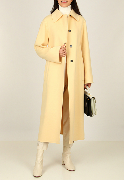 Шерстяное пальто с широким поясом JIL SANDER - ГЕРМАНИЯ