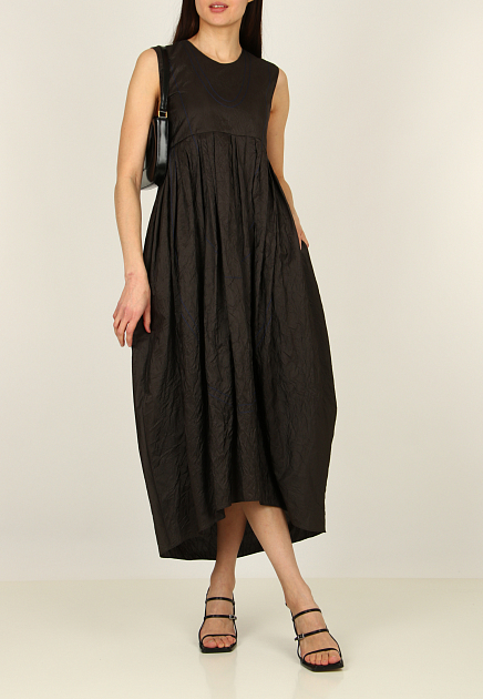 Платье JIL SANDER  - Полиэстер, Шелк - цвет черный