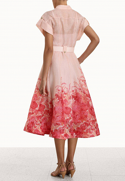 Платье ZIMMERMANN  - Лён, Шелк - цвет розовый