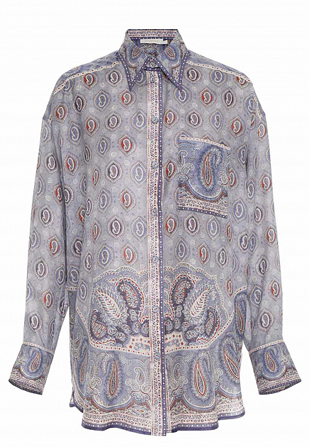 Свободная блуза из шёлка Vitali в цвете Blue Paisley ZIMMERMANN