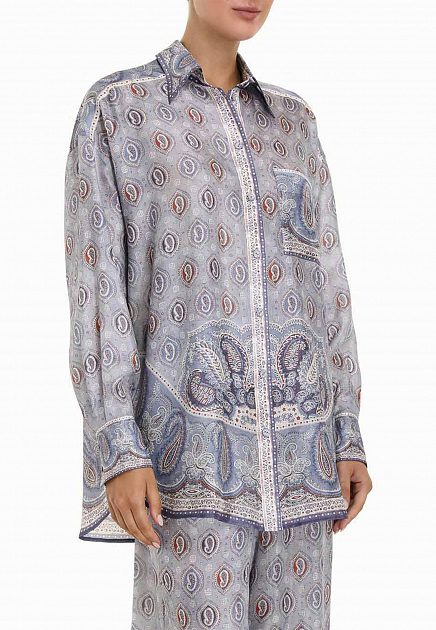 Свободная блуза из шёлка Vitali в цвете Blue Paisley ZIMMERMANN - АВСТРАЛИЯ