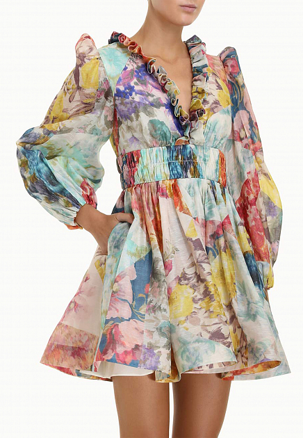 Платье ZIMMERMANN  - Лён, Шелк - цвет разноцветный