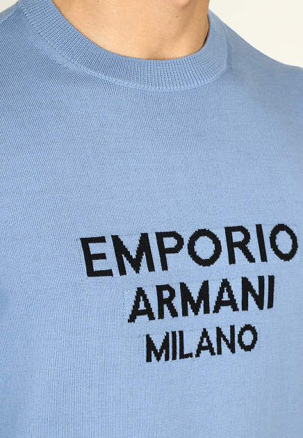 Пуловер EMPORIO ARMANI  - Шерсть - цвет голубой