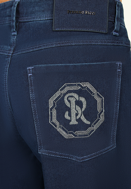 Прямые джинсы из эластичного хлопка с вышивкой STEFANO RICCI