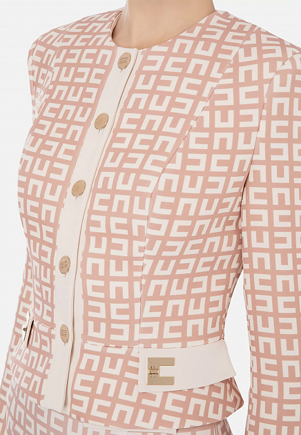 Пиджак из двойного крепа с принтом ELISABETTA FRANCHI - ИТАЛИЯ