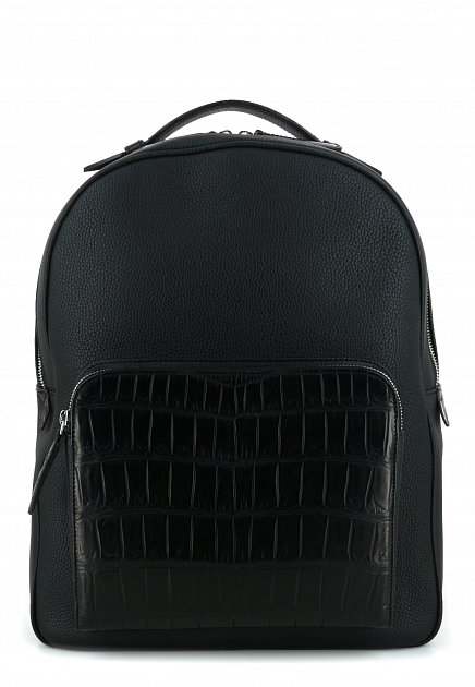 Черный рюкзак с накладным карманом SILVANO BIAGINI