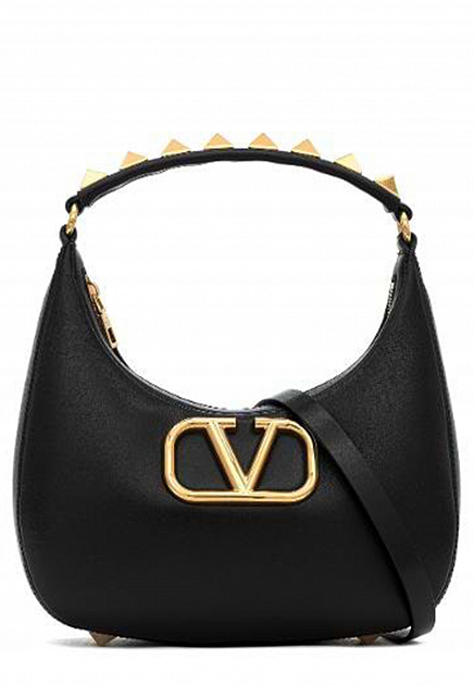 Черная сумка с золотистым декором VALENTINO