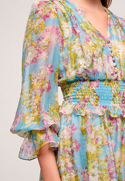 Платье LUISA SPAGNOLI  - Лён, Шелк - цвет голубой