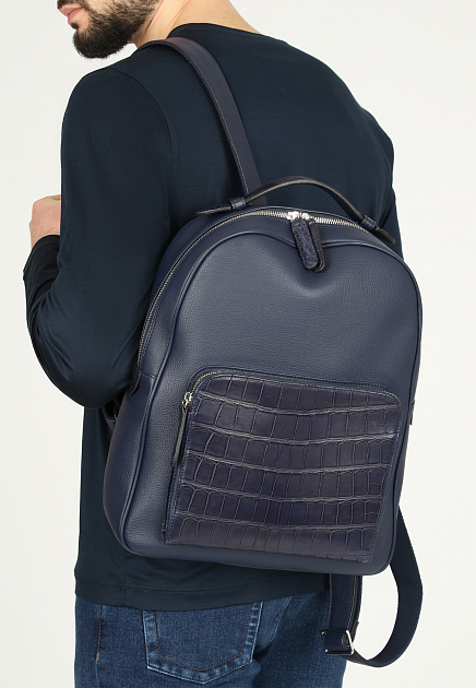 Синий рюкзак с накладным карманом SILVANO BIAGINI