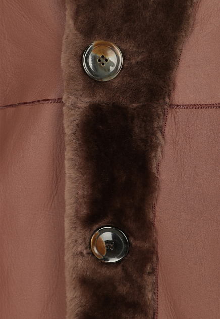 Двустороннее меховое пальто RINDI  - Мех ягненка - цвет бордовый