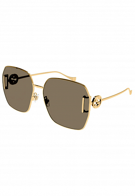 Золотистые очки с фигурными дужками GUCCI - ИТАЛИЯ
