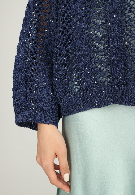 Пуловер ANTONELLI FIRENZE  - Полиэстер, Лён - цвет синий