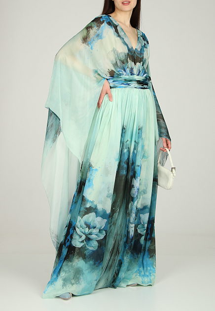 Платье из шелка с цветочным принтом  ALBERTA FERRETTI - ИТАЛИЯ