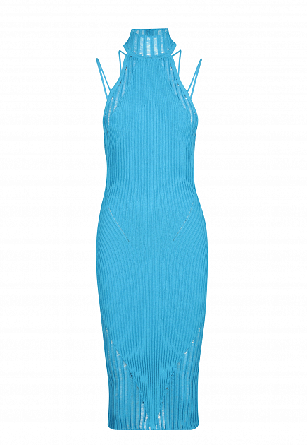 Трикотажное платье в рубчик с вырезом халтер и ремешками ANDREADAMO