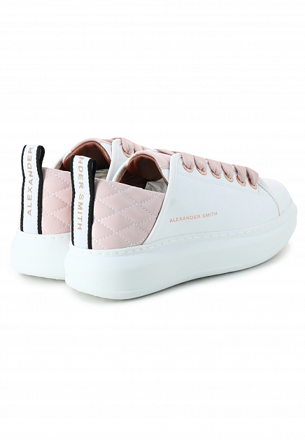 Белые кроссовки с розовым задником  ALEXANDER SMITH - ИТАЛИЯ