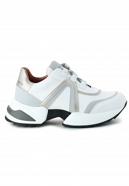 Белые кроссовки с серебристыми вставками ALEXANDER SMITH