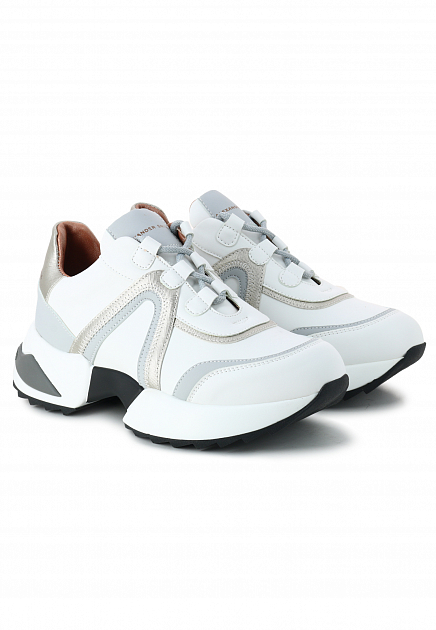 Белые кроссовки с серебристыми вставками ALEXANDER SMITH - ИТАЛИЯ