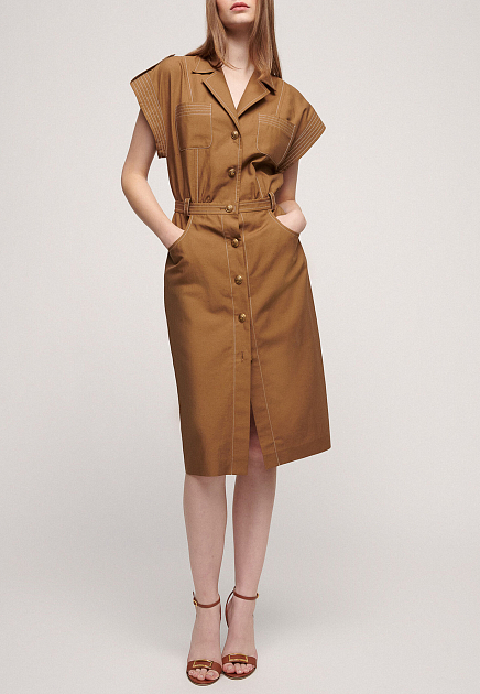 Платье LUISA SPAGNOLI  - Хлопок, Лён - цвет коричневый