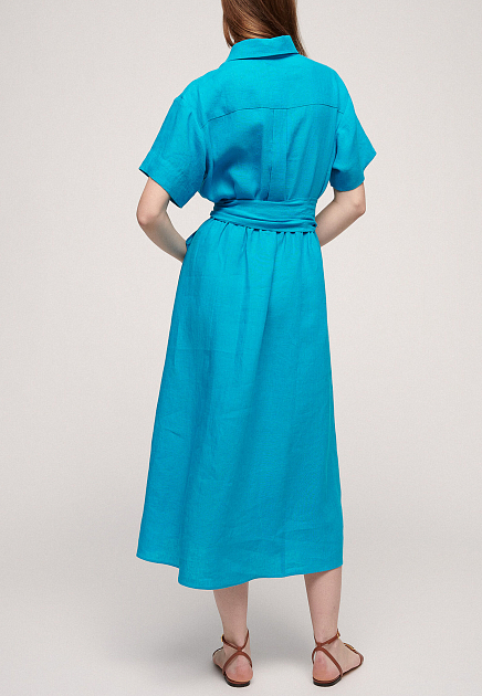 Льняное платье-рубашка с широким поясом LUISA SPAGNOLI - ИТАЛИЯ