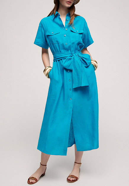 Платье LUISA SPAGNOLI  - Лён - цвет голубой
