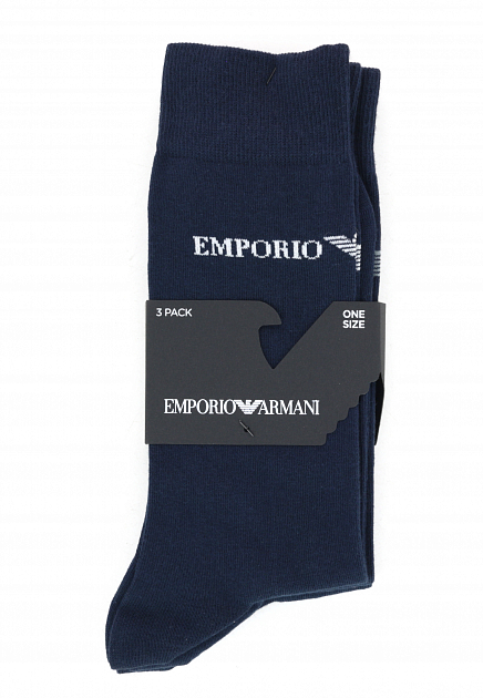Комплект из трех пар синих носков EMPORIO ARMANI Underwear