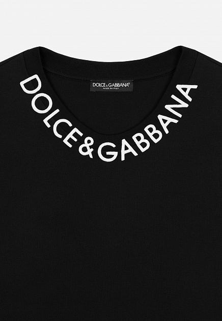 Футболка из джерси с вышитым логотипом DOLCE&GABBANA - ИТАЛИЯ