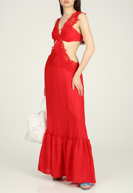 Платье ERMANNO SCERVINO  - Лён - цвет красный