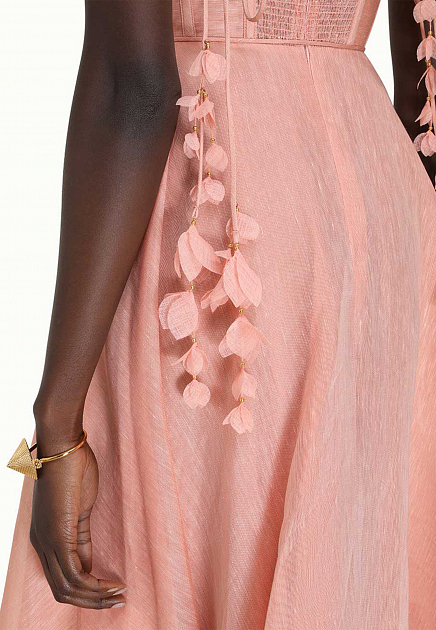 Платье с корсетным лифом и цветочными аппликациями ZIMMERMANN