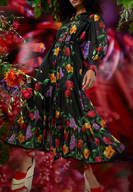 Длинное платье-рубашка с цветочным принтом Lotus CHARO RUIZ IBIZA - ИСПАНИЯ