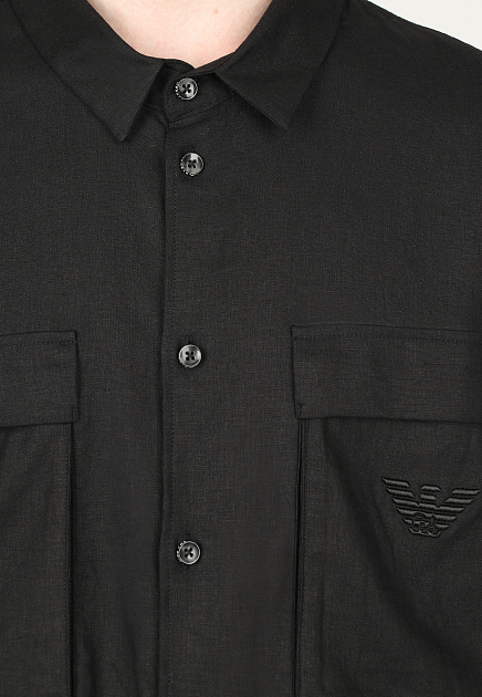 Рубашка EMPORIO ARMANI  - Вискоза, Лён - цвет черный