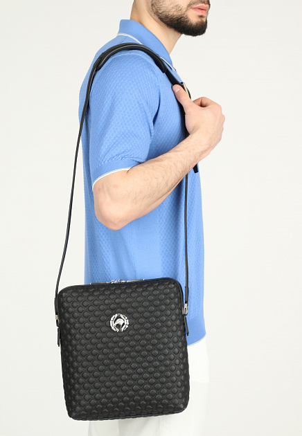 Черная сумка через плечо с объемным рисунком из октагонов STEFANO RICCI