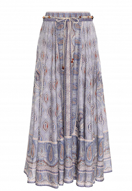 Шёлковая юбка с принтом Blue Paisley ZIMMERMANN