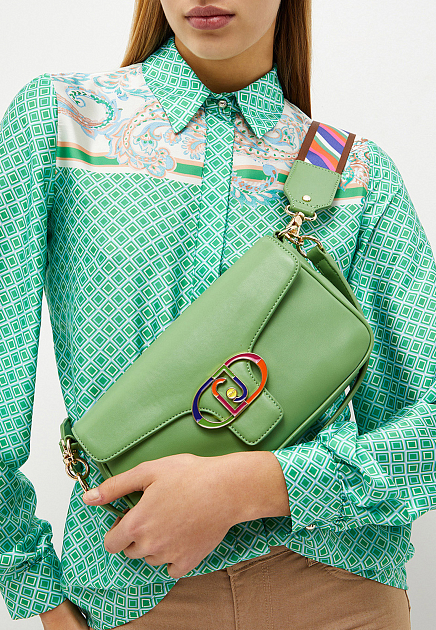 Зеленая сумка с цветным логотипом LIU JO