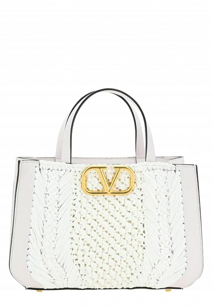 Белая сумка с плетеной вставкой VALENTINO