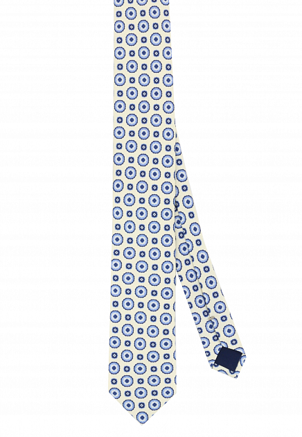 Светло-бежевый галстук с синим узором CORNELIANI - ИТАЛИЯ
