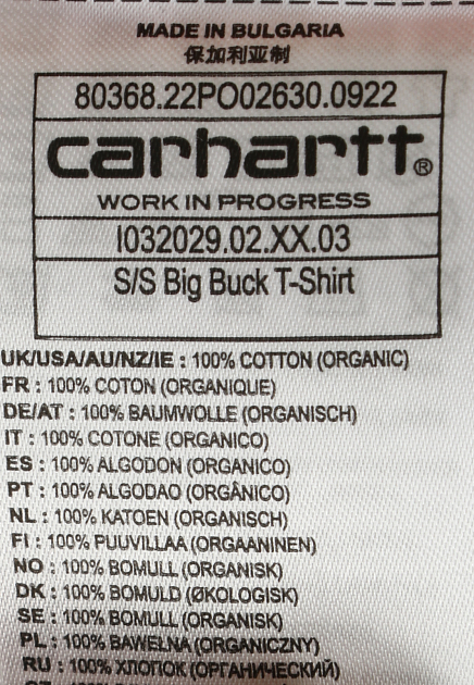 Хлопковая футболка с графическим принтом на спине CARHARTT WIP - США