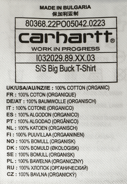 Хлопковая футболка с графическим принтом на спине CARHARTT WIP
