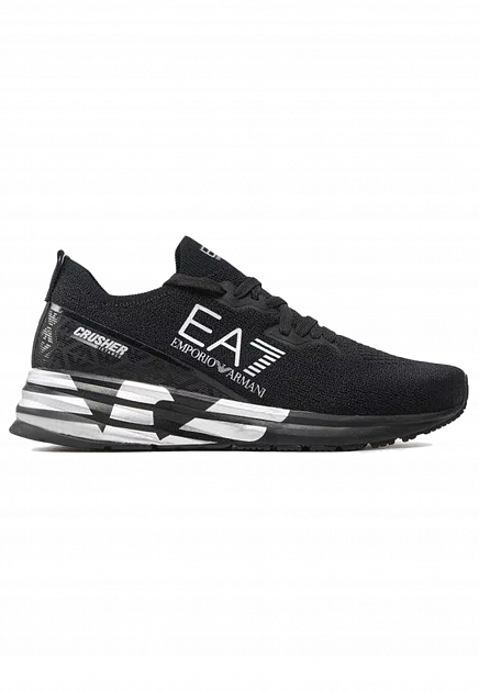 Черные кроссовки с контрастным логотипом EA7