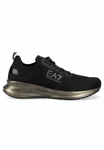 Черные кроссовки с золотистой подошвой EA7