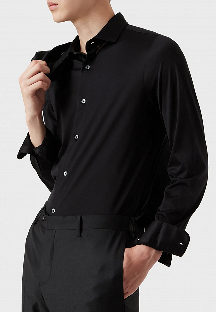 Рубашка EMPORIO ARMANI  - Хлопок, Лиоцелл - цвет черный
