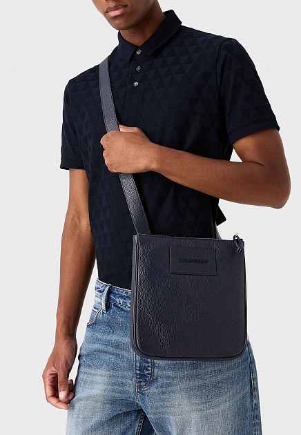 Синяя сумка через плечо с логотипом  EMPORIO ARMANI